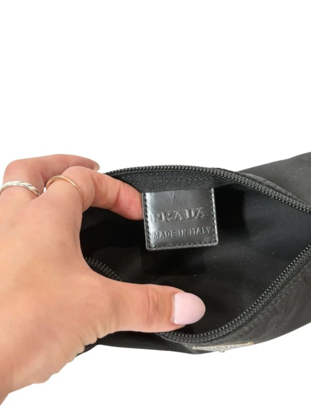 NWT Prada VINTAGE Black Nylon Vela Cylinder Cosmetic Pouch